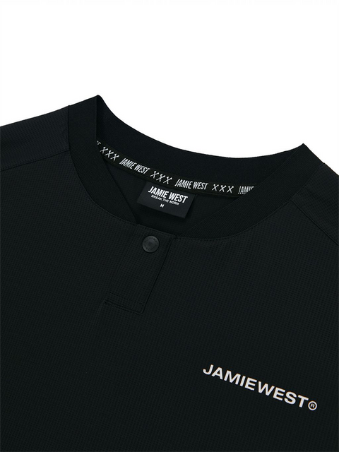 Jamie West Logo Performance Henley Collar T-Shirts - Black