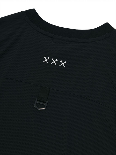 Jamie West Logo Performance Henley Collar T-Shirts - Black