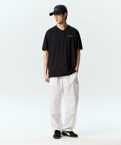 Jamie West Logo Performance Henley Collar T-Shirts - Black