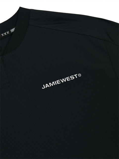 Jamie West Logo Performance Henley Collar T-Shirts - Black