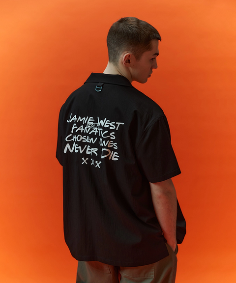 Jamie West Lettering Open Collar Shirts - Black