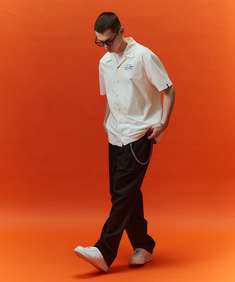 Jamie West Lettering Open Collar Shirts - White