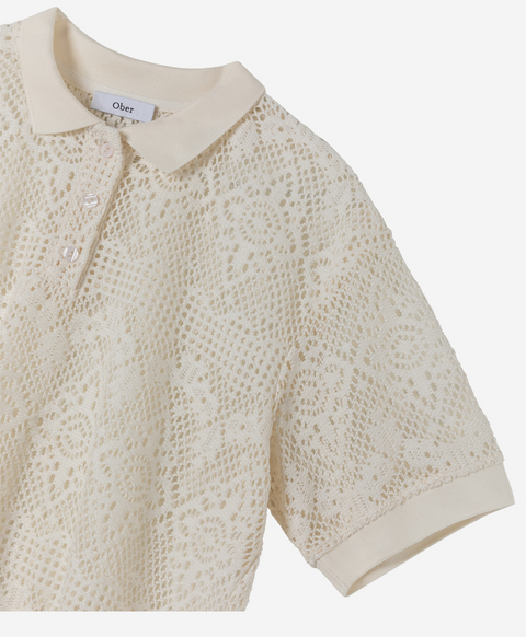 OBER Golf Lace Short Sleeve Set - Ivory