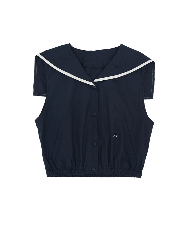 Piv'vee Sailor Woven Top - Ocean Navy