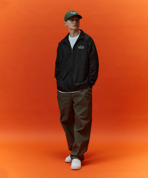 Jamie West Stand Collar Lettering Windbreaker - Black