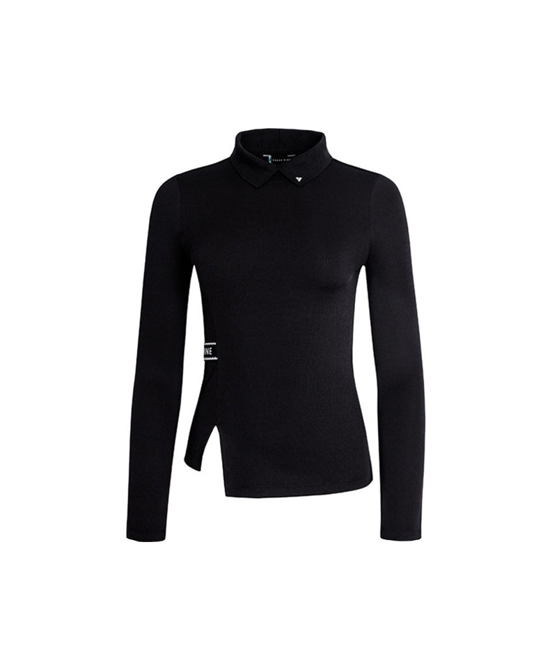 CREVE NINE: Ribbed Uncut T-shirt - Black