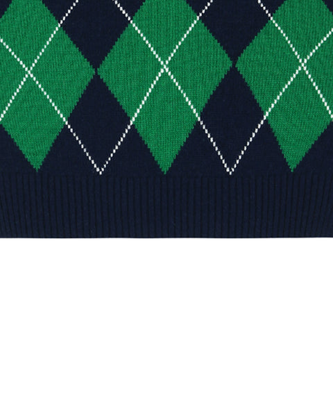 AVEN Wool Cashmere Argyle Vest - Navy
