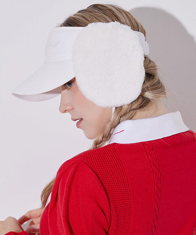 J.Jane 2way Fur Ear Flap Suncap Ivory