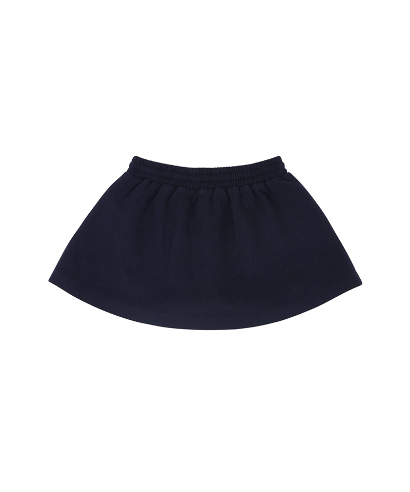 A dark navy blue skirt with an elastic waistband, displayed flat against a solid white background.
