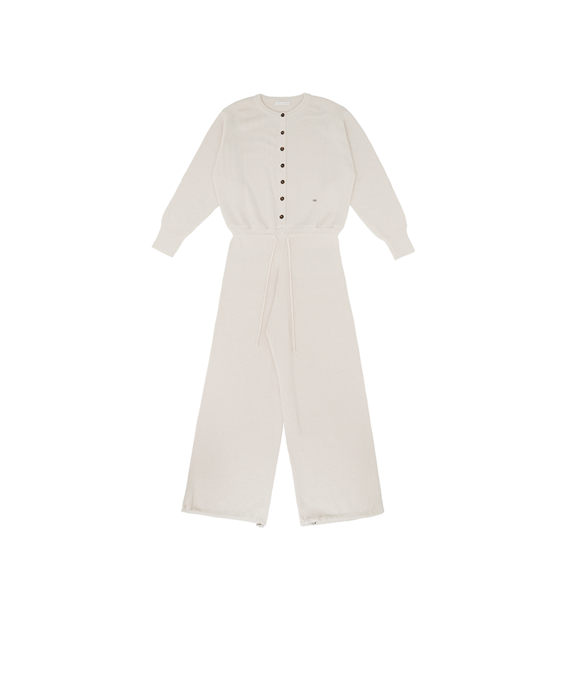 Piv'vee Wool Blend Knit Jumpsuit - Sand Beige