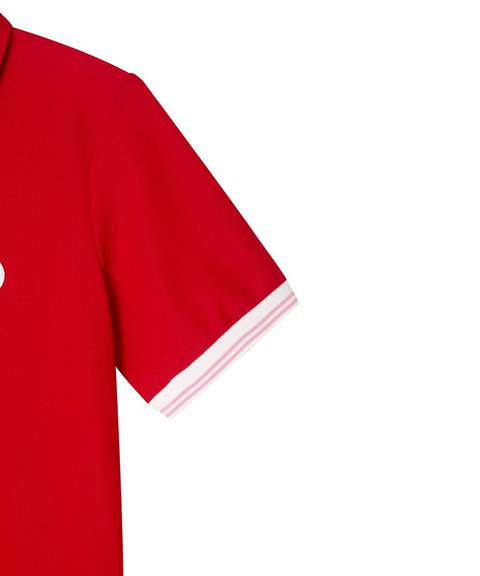 POSHERD Cooling Mesh Button Pique Top - Red