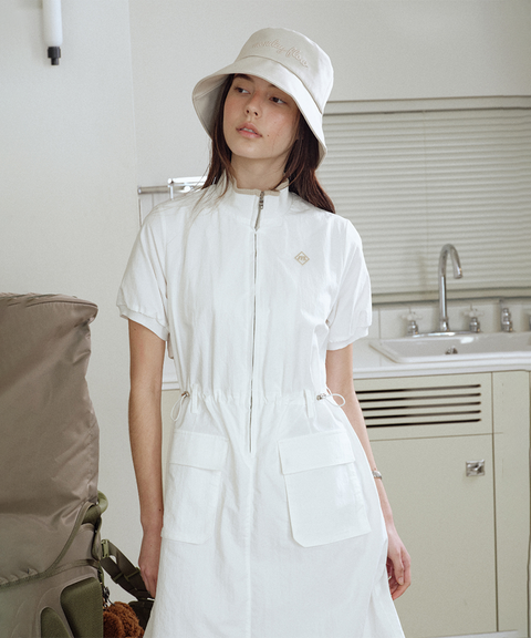 Monday Flow Ponytail Bucket Hat - Light Beige