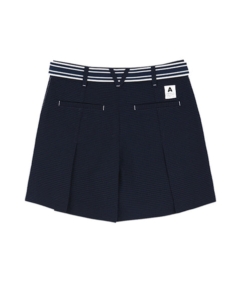 AVEN Seersucker Belted Half Pants - Navy