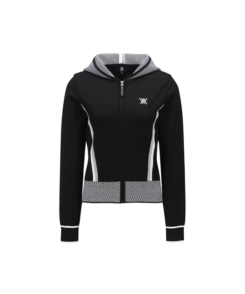 ANEW Golf Women's Mosaic Point Hoodie Cardigan - Black