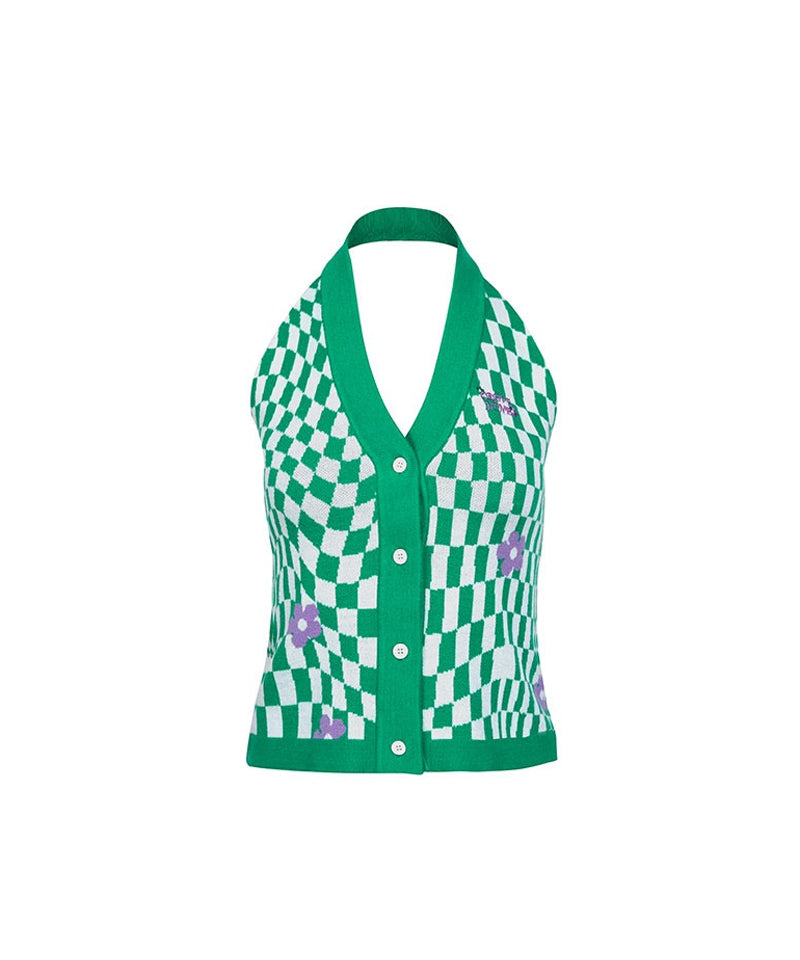 CREVE NINE: Floral Golf Vest - Green