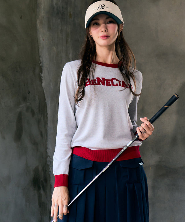 BENECIA 12 Logo Color Combination Knit - Gray