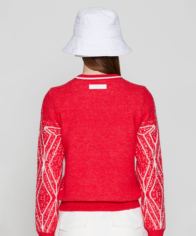 Women's WI Fuzzy Logo Point Sweater - Red