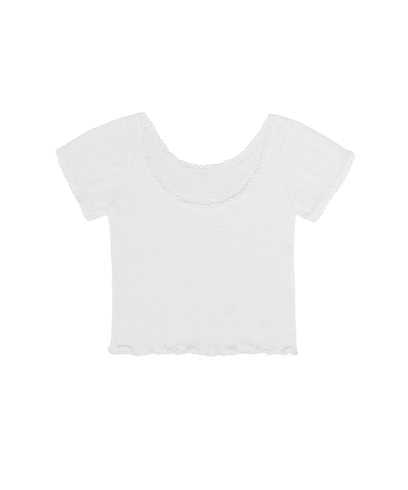PIV'VEE Eyelet Short Sleeve T-shirt - Cloud White