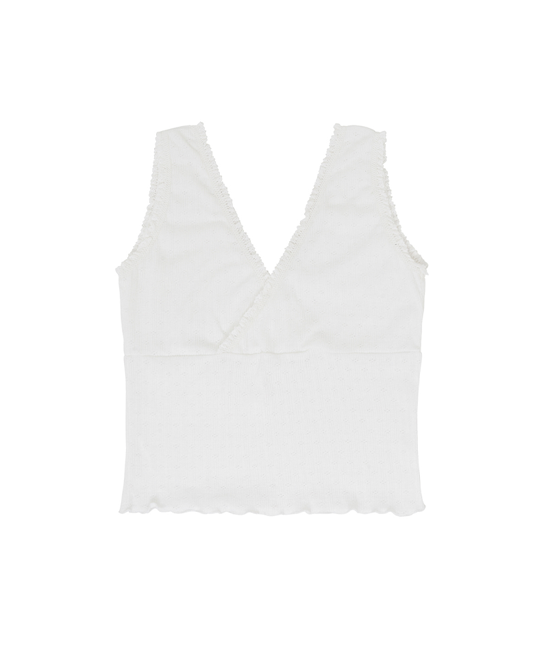 PIV'VEE Eyelet Sleeveless Top - Cloud White