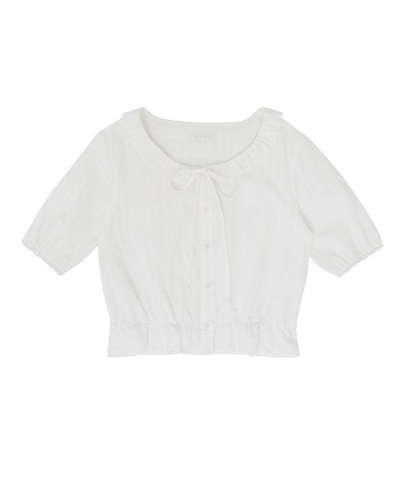 PIV'VEE Frill Detail Blouse - Cloud White