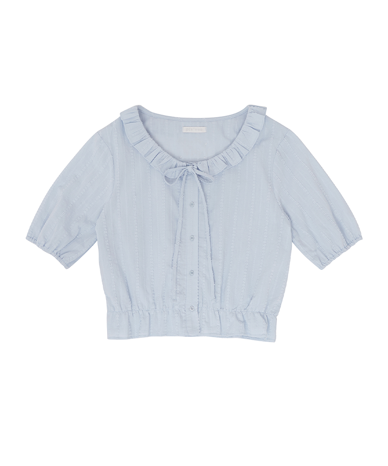 PIV'VEE Frill Detail Blouse - Mist Blue