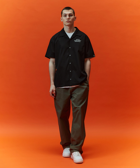 Jamie West Lettering Open Collar Shirts - Black