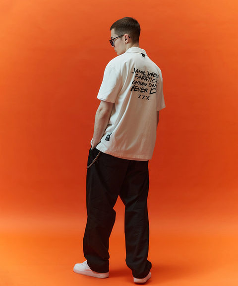 Jamie West Lettering Open Collar Shirts - White