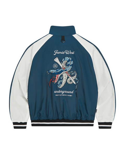 Jamie West Reversible Highneck Souvenir Jacket - Blue