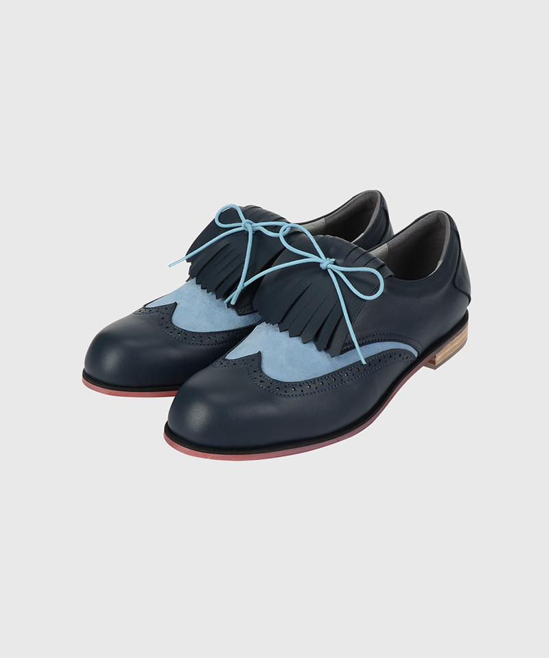 womens navy blue and white dress shoes Luanda Navy Blue Leather Women Flat Shoe Shoes