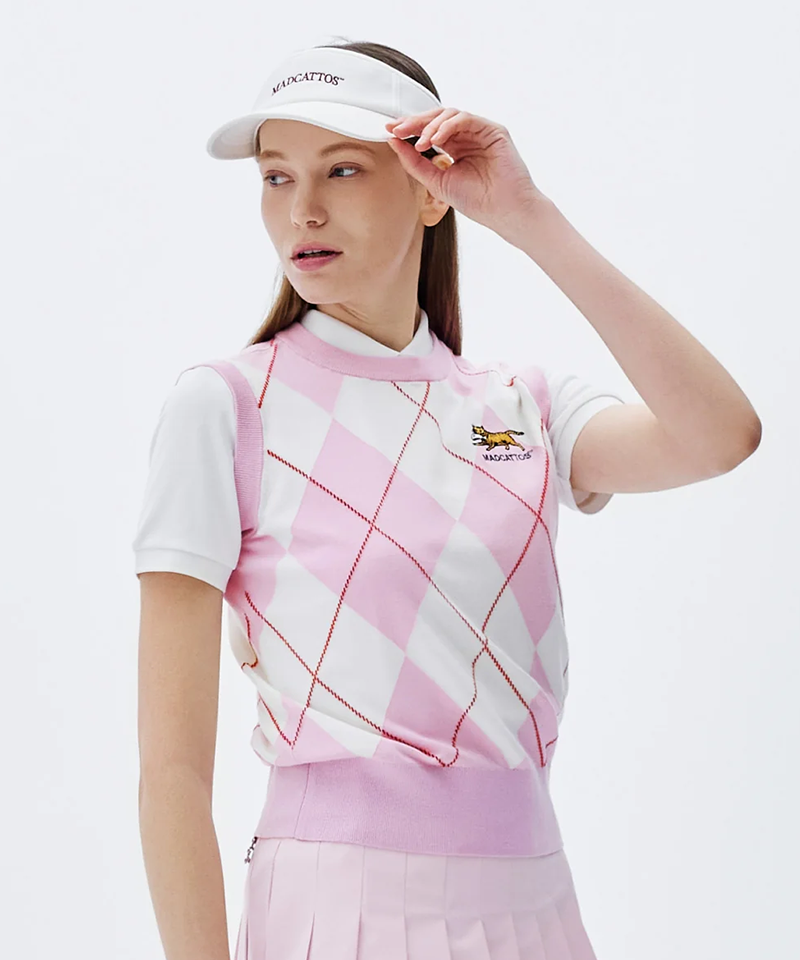 MCC Women's Argyle Knit Vest - Pink