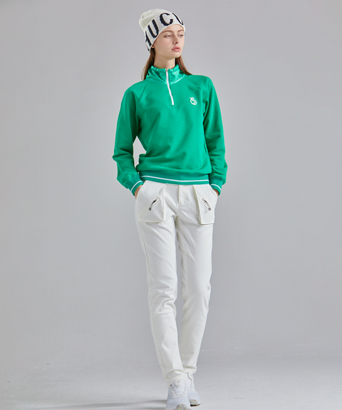 Mixed Half Zip-Up Top - 2 Colors