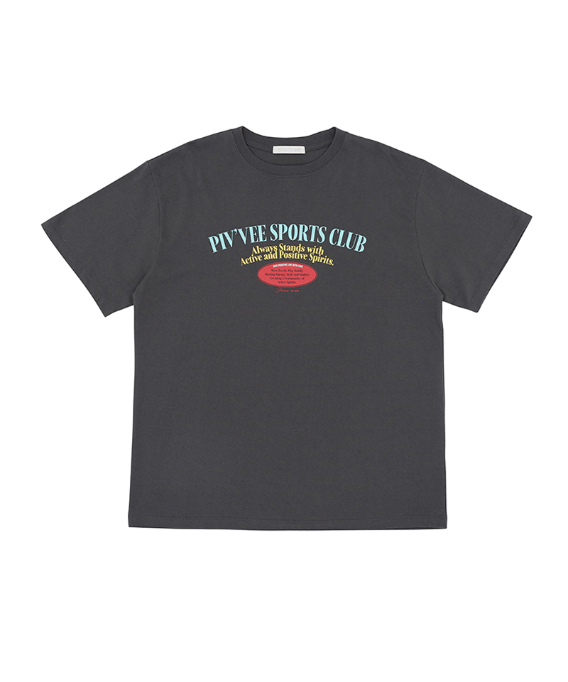 PIV'VEE Sports Club Overfit T-shirt - Fuzzy Charcoal