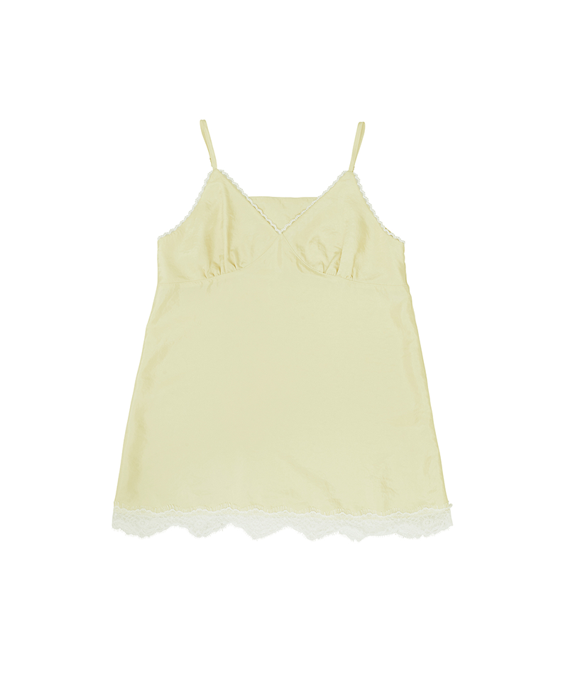 PIV'VEE Satin Lace Slip Dress - Mist Yellow
