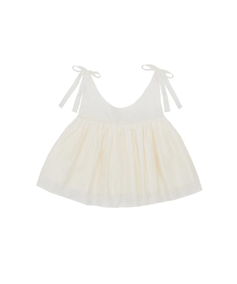 PIV'VEE Sleeveless Shirring Blouse - Pure Ivory