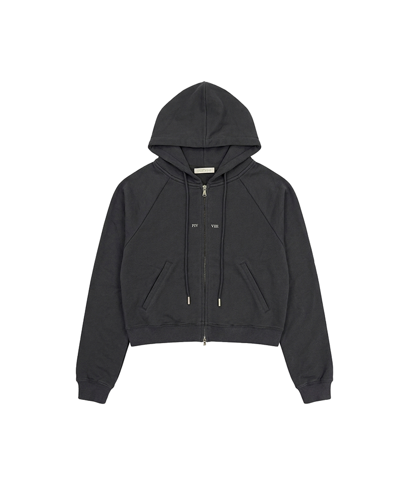 PIV'VEE Split Logo Detail Hoodie - Fuzzy Charcoal