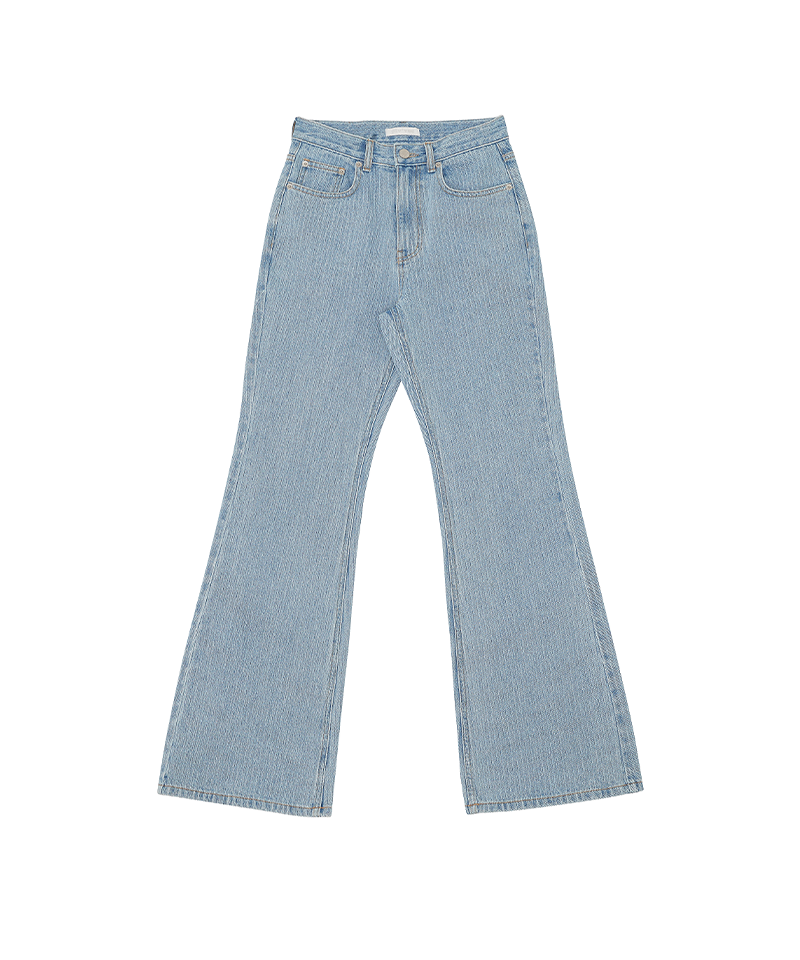 PIV'VEE Striped Bootcut Denim Pants - Medium Blue