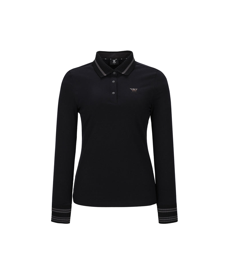 ANEW Golf Women's Knit Collar Long T-Shirt - Black