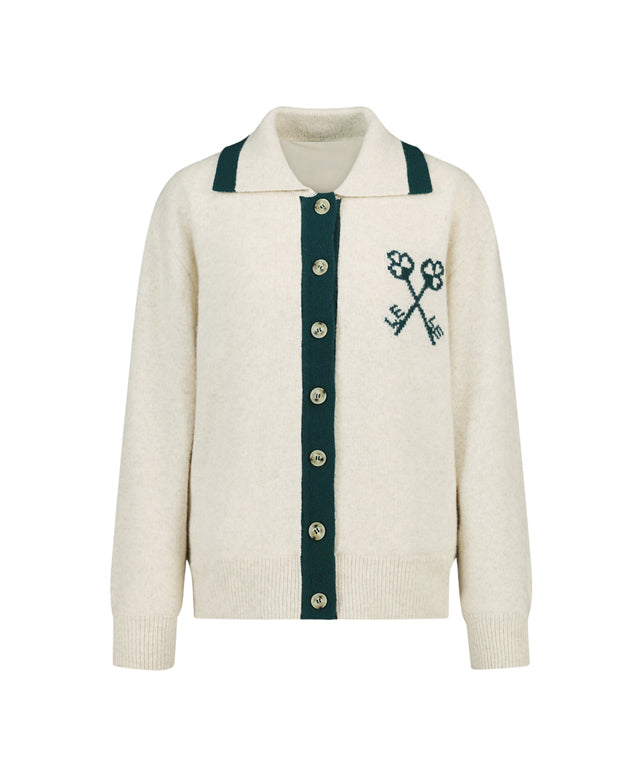 [SAMPLE SALE]LE SONNET Retro Winter Cardigan - Beige