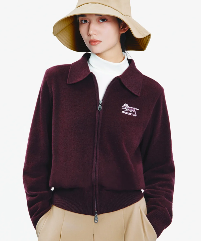 MCC Women's Windproof Knit Zip-Up Jacket - Burgundy