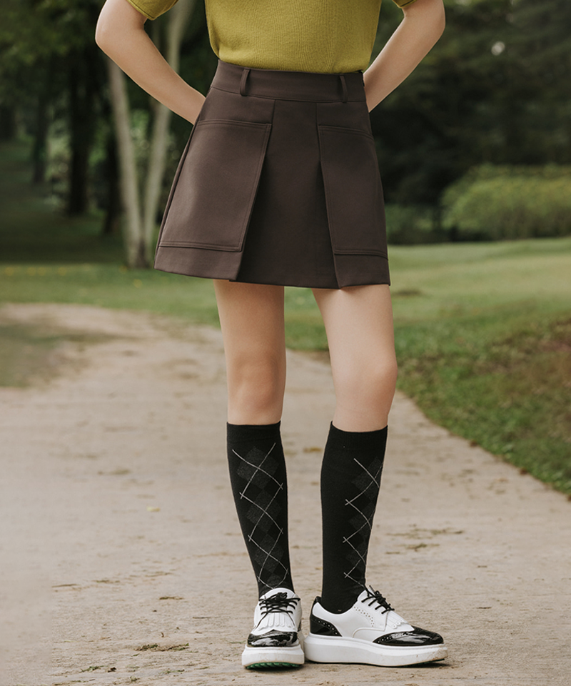 OBER Golf Maison A-line Pocket Skirt - Gray