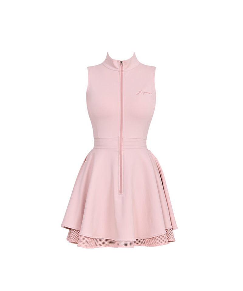 J.Jane Zipper Double Flared Dress - Pink