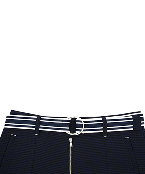 AVEN Seersucker Belted Half Pants - Navy