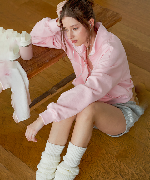 Logo Embroidered Half-zip Sweatshirt -Bubble Pink