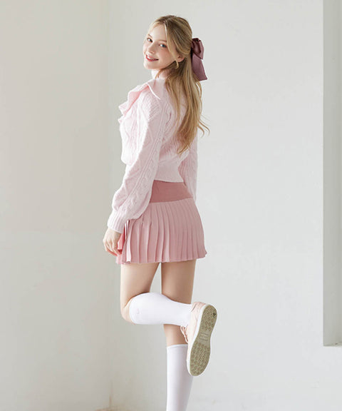 J.Jane Heart Shape Pleats Skirt - Pink