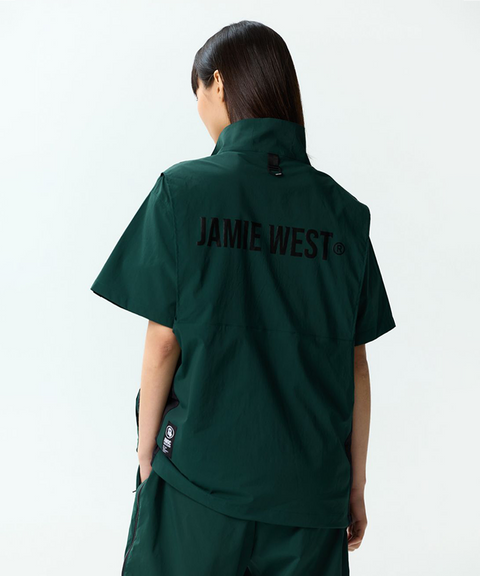 Jamie West Half Zip-up Ventilation Stand Collar P-Shirts - Green