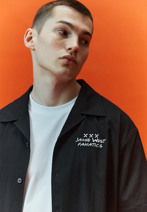 Jamie West Lettering Open Collar Shirts - Black