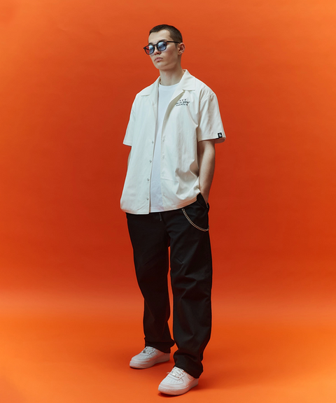 Jamie West Lettering Open Collar Shirts - White