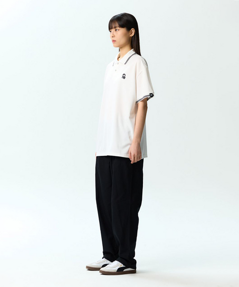 Jamie West Nick Stripe Collar Point Essential P-Shirts - White