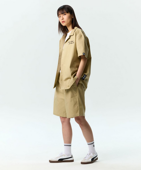 Jamie West Onetuck Wide Set-up Shorts - Beige