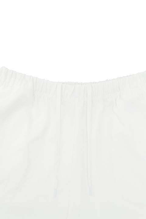 PIV'VEE Printed Drawstring Shorts - Cloud White